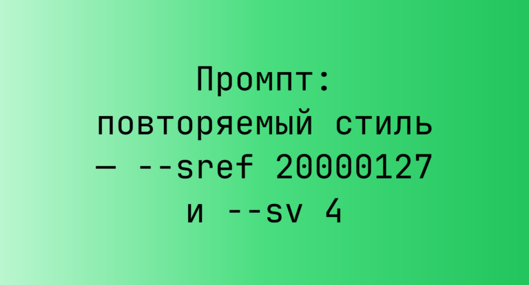Промпт: повторяемый стиль — –sref 20000127 и –sv 4