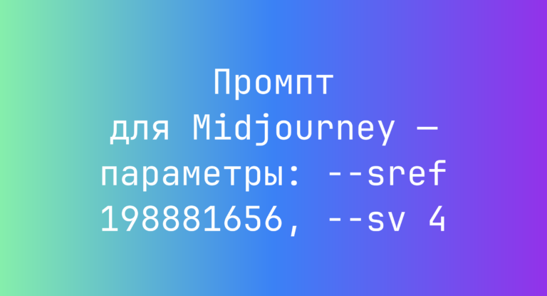Промпт для Midjourney — параметры: –sref 198881656, –sv 4
