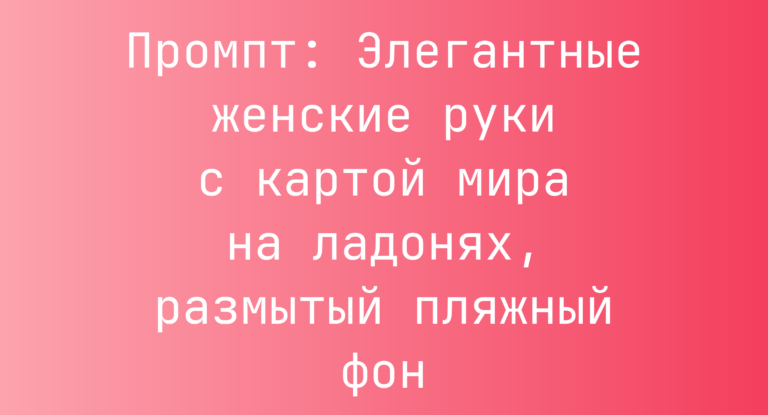 Промпт: Элегантные женские руки с картой мира на ладонях, размытый пляжный фон