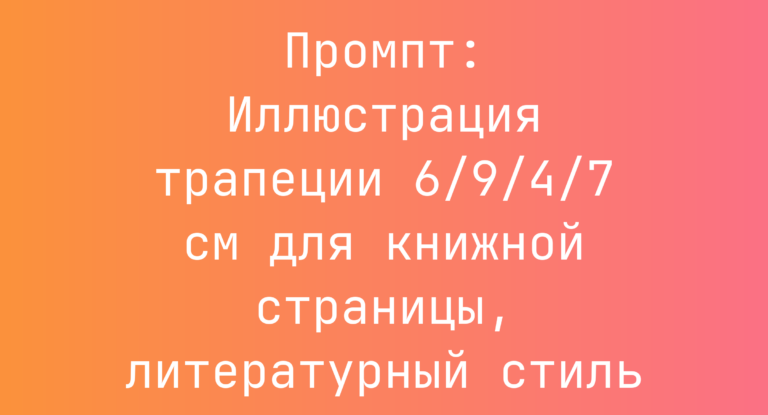 Промпт: Иллюстрация трапеции 6/9/4/7 см для книжной страницы, литературный стиль