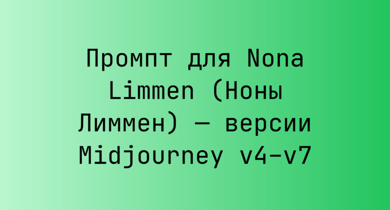 Промпт для Nona Limmen (Ноны Лиммен) — версии Midjourney v4–v7