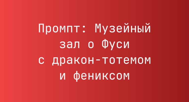 Промпт: Музейный зал о Фуси с дракон-тотемом и фениксом