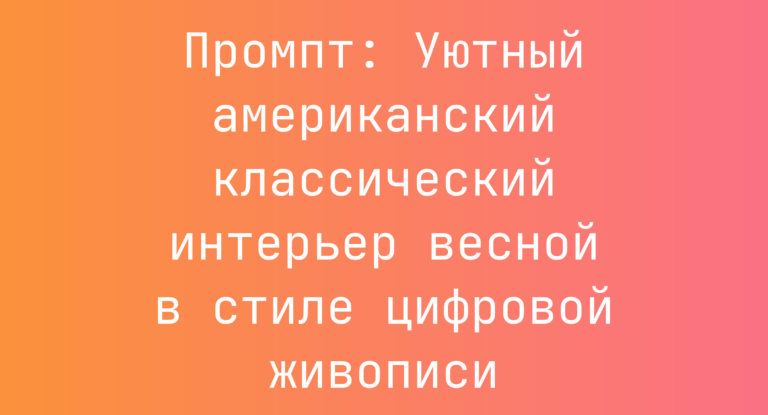 Промпт: Уютный американский классический интерьер весной в стиле цифровой живописи