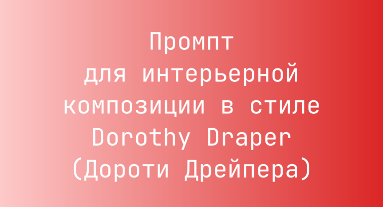 Промпт для интерьерной композиции в стиле Dorothy Draper (Дороти Дрейпера)