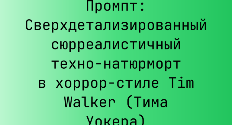 Промпт: Сверхдетализированный сюрреалистичный техно-натюрморт в хоррор-стиле Tim Walker (Тима Уокера)