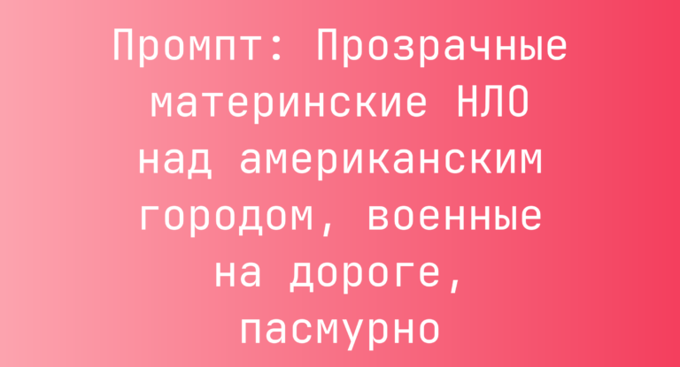 Промпт: Прозрачные материнские НЛО над американским городом, военные на дороге, пасмурно
