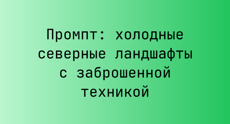 Промпт: холодные северные ландшафты с заброшенной техникой