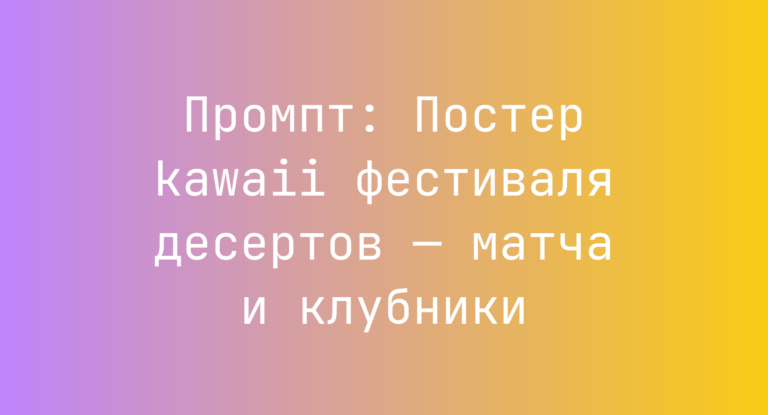Промпт: Постер kawaii фестиваля десертов — матча и клубники