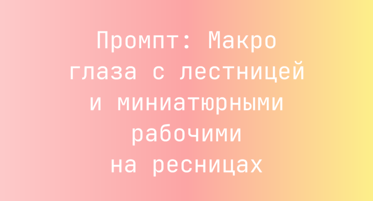 Промпт: Макро глаза с лестницей и миниатюрными рабочими на ресницах