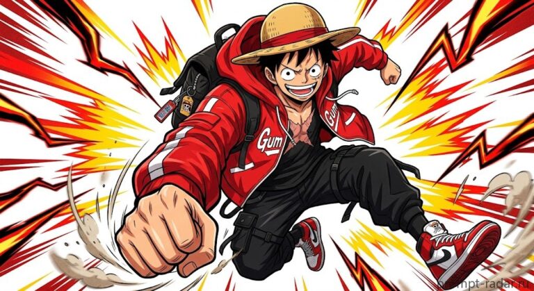 Промпт для Monkey D. Luffy (Монки Д. Луффи): уличный прыжок