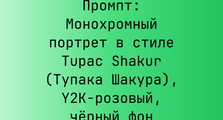 Промпт: Монохромный портрет в стиле Tupac Shakur (Тупака Шакура), Y2K-розовый, черный фон