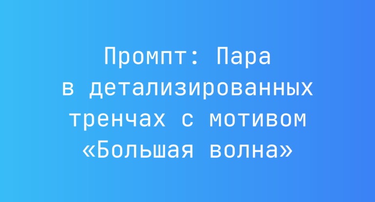 Промпт: Пара в детализированных тренчах с мотивом «Большая волна»