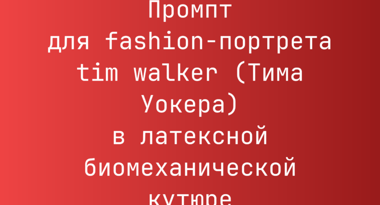 Промпт для fashion-портрета tim walker (Тима Уокера) в латексной биомеханической кутюре