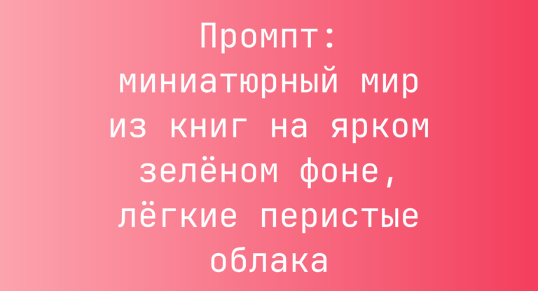 Промпт: миниатюрный мир из книг на ярком зеленом фоне, легкие перистые облака