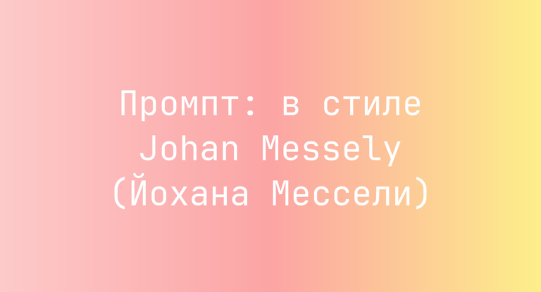 Промпт: в стиле Johan Messely (Йохана Мессели)
