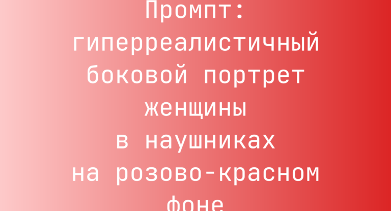 Промпт: гиперреалистичный боковой портрет женщины в наушниках на розово-красном фоне