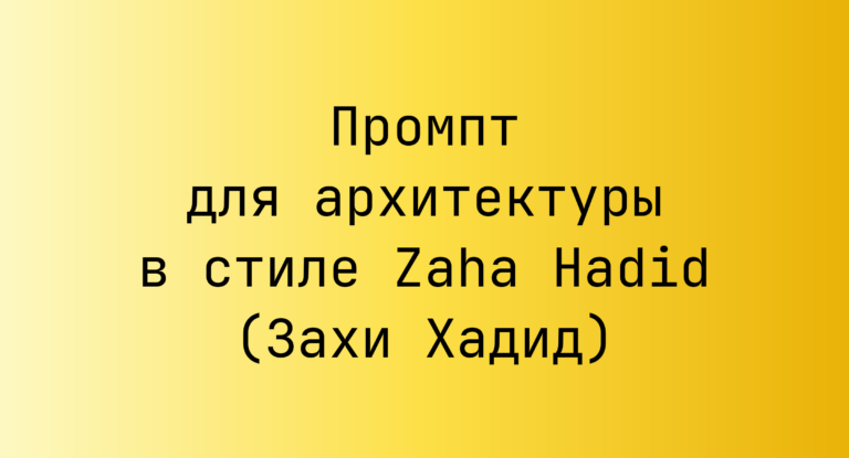Промпт для архитектуры в стиле Zaha Hadid (Захи Хадид)