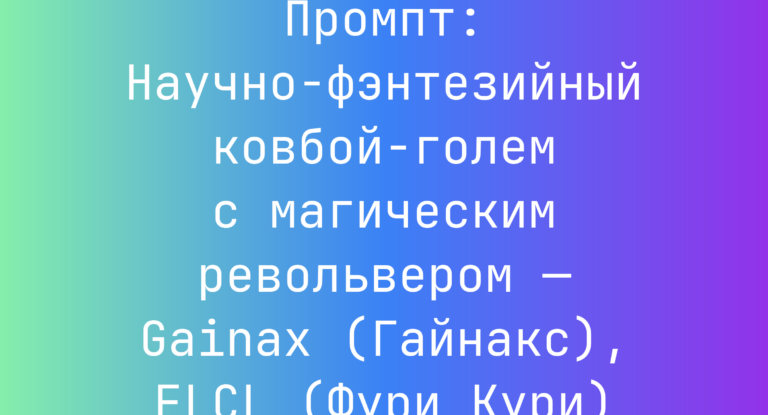 Промпт: Научно-фэнтезийный ковбой-голем с магическим револьвером — Gainax (Гайнакс), FLCL (Фури Кури)