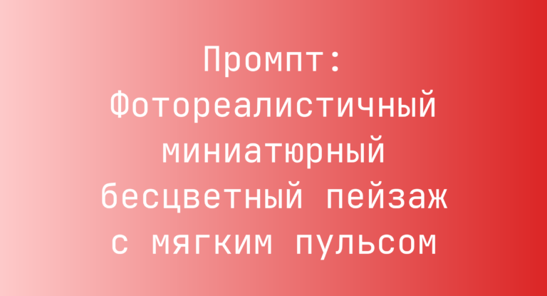 Промпт: Фотореалистичный миниатюрный бесцветный пейзаж с мягким пульсом