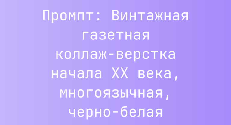 Промпт: Винтажная газетная коллаж-верстка начала XX века, многоязычная, черно-белая