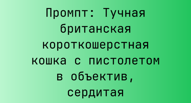 Промпт: Тучная британская короткошерстная кошка с пистолетом в объектив, сердитая