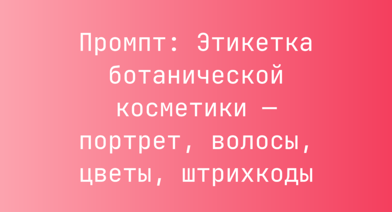 Промпт: Этикетка ботанической косметики — портрет, волосы, цветы, штрихкоды