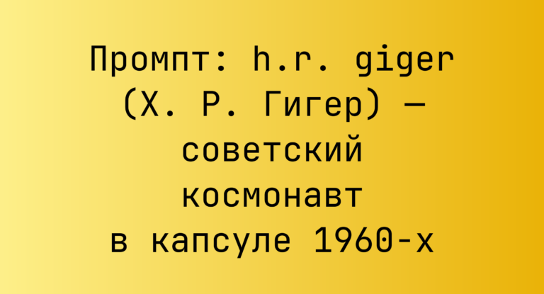 Промпт: h.r. giger (Х. Р. Гигер) — советский космонавт в капсуле 1960-х