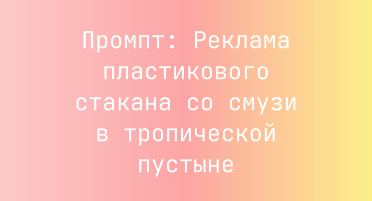 Промпт: Реклама пластикового стакана со смузи в тропической пустыне