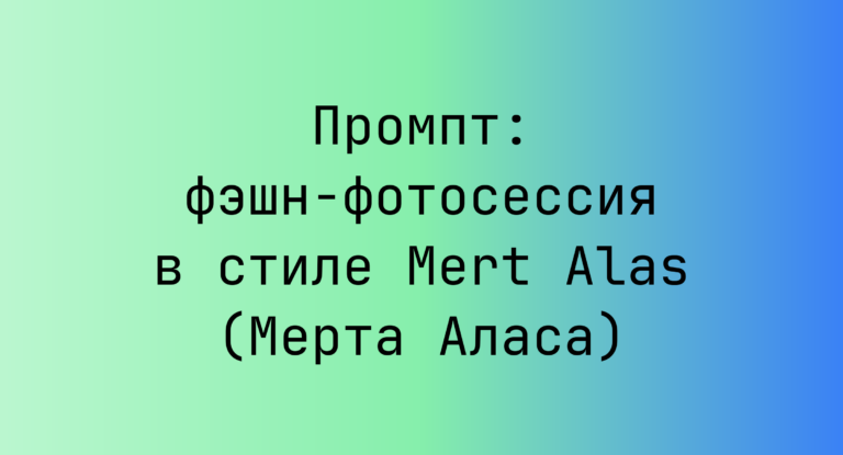 Промпт: фэшн-фотосессия в стиле Mert Alas (Мерта Алaса)