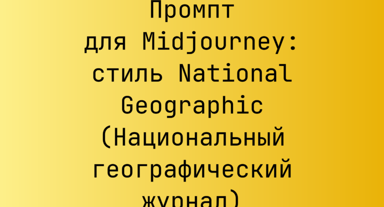Промпт для Midjourney: стиль National Geographic (Национальный географический журнал)