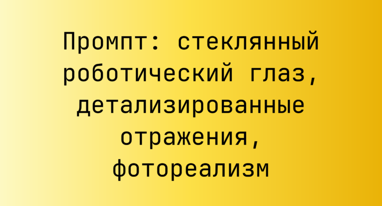 Промпт: стеклянный роботический глаз, детализированные отражения, фотореализм