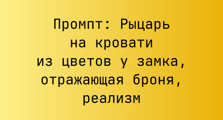 Промпт: Рыцарь на кровати из цветов у замка, отражающая броня, реализм