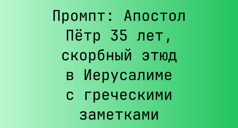 Промпт: Апостол Петр 35 лет, скорбный этюд в Иерусалиме с греческими заметками