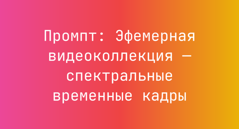 Промпт: Эфемерная видеоколлекция — спектральные временные кадры