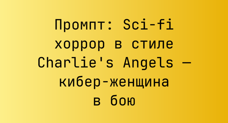 Промпт: Sci-fi хоррор в стиле Charlie’s Angels — кибер-женщина в бою