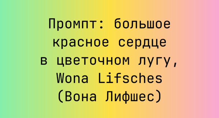 Промпт: большое красное сердце в цветочном лугу, Wona Lifsches (Вона Лифшес)