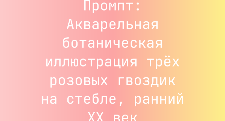 Промпт: Акварельная ботаническая иллюстрация трех розовых гвоздик на стебле, ранний XX век