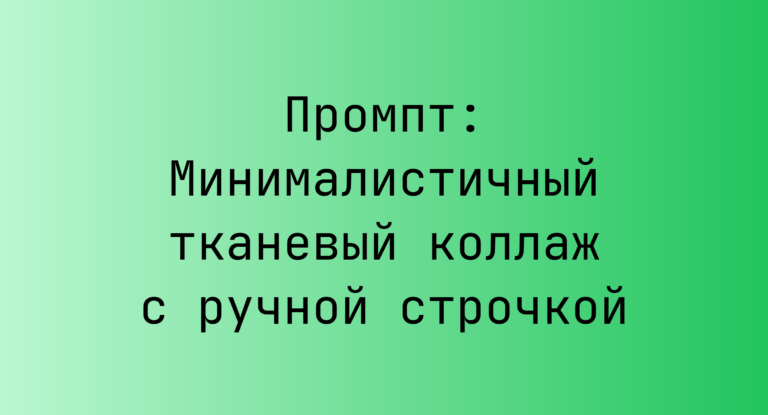 Промпт: Минималистичный тканевый коллаж с ручной строчкой