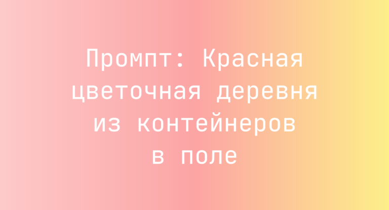 Промпт: Красная цветочная деревня из контейнеров в поле