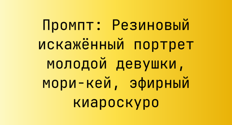 Промпт: Резиновый искаженный портрет молодой девушки, мори-кей, эфирный киароскуро