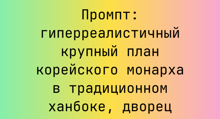 Промпт: гиперреалистичный крупный план корейского монарха в традиционном ханбоке, дворец