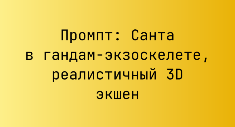 Промпт: Санта в гандам-экзоскелете, реалистичный 3D экшен