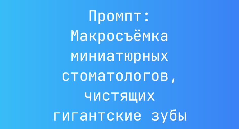 Промпт: Макросъемка миниатюрных стоматологов, чистящих гигантские зубы