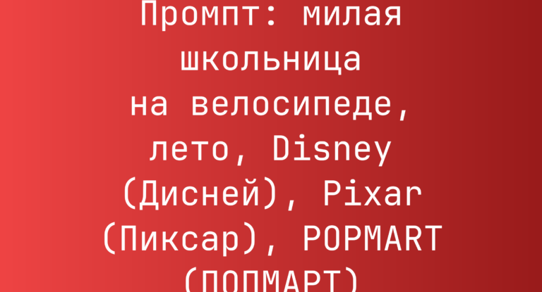 Промпт: милая школьница на велосипеде, лето, Disney (Дисней), Pixar (Пиксар), POPMART (ПОПМАРТ)