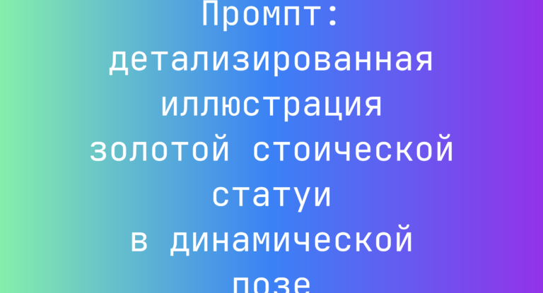 Промпт: детализированная иллюстрация золотой стоической статуи в динамической позе