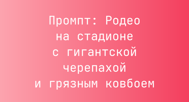 Промпт: Родео на стадионе с гигантской черепахой и грязным ковбоем