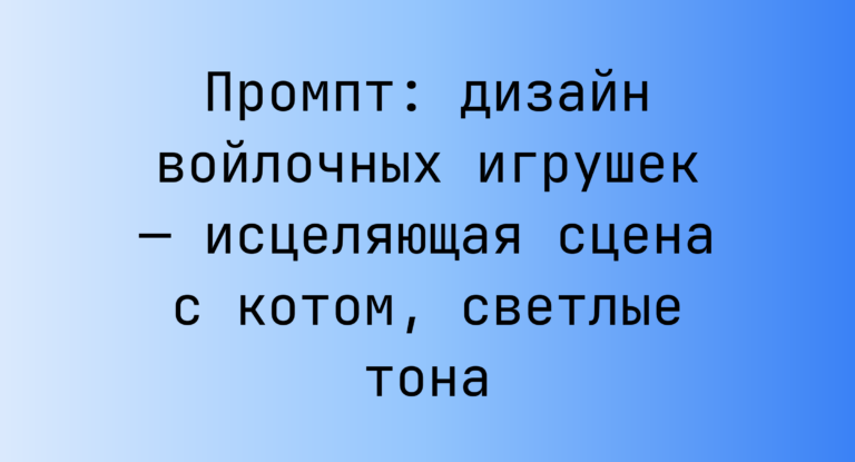 Промпт: дизайн войлочных игрушек — исцеляющая сцена с котом, светлые тона