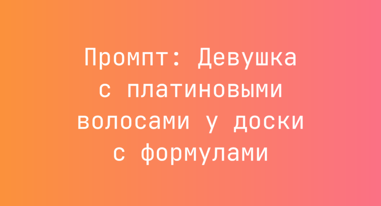 Промпт: Девушка с платиновыми волосами у доски с формулами