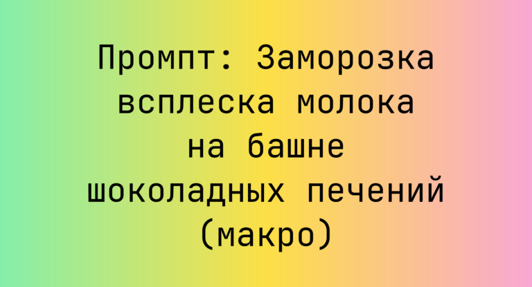 Промпт: Заморозка всплеска молока на башне шоколадных печений (макро)