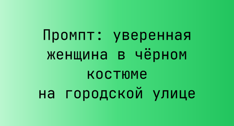 Промпт: уверенная женщина в черном костюме на городской улице